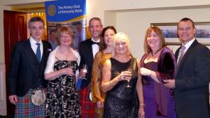 Jay, Jo Robert, Fiona, Norma, Tracy and Alex greet the guests at the charity dinner dance.
